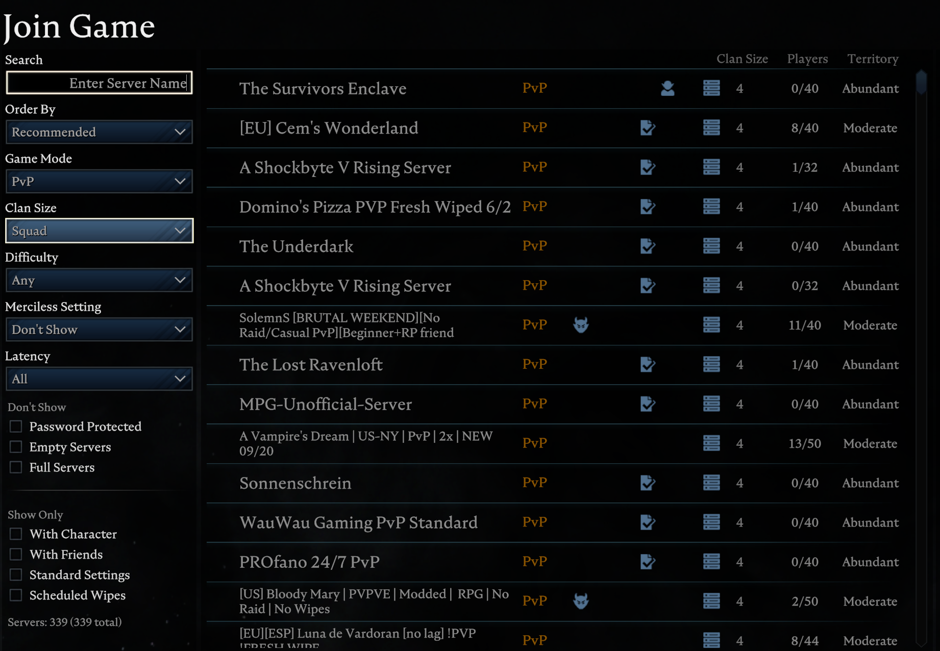 Survivors Enclave — V Rising server banner
